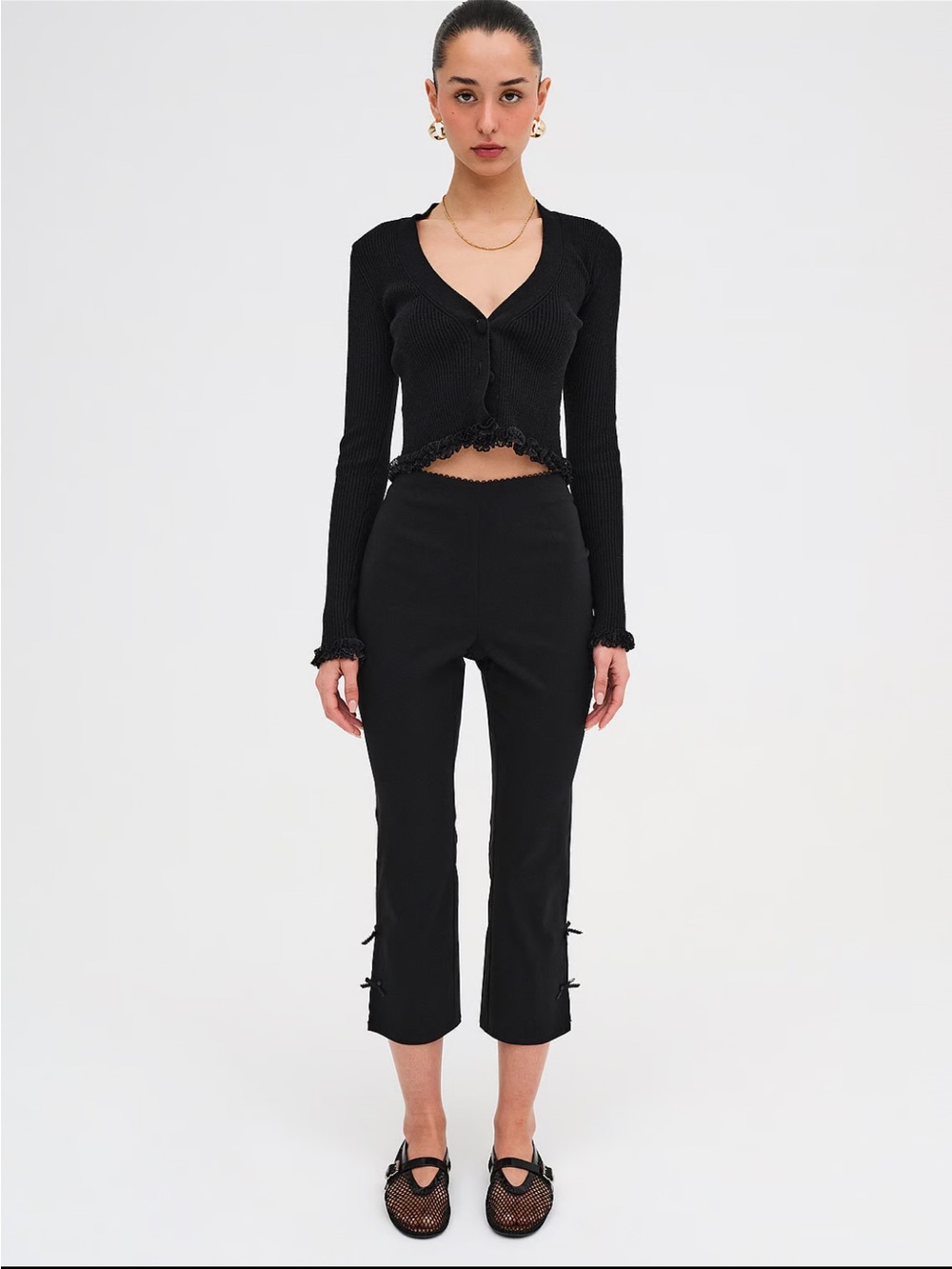 For Love & Lemons Black Ribbed Knit Top - Picture 3 of 6